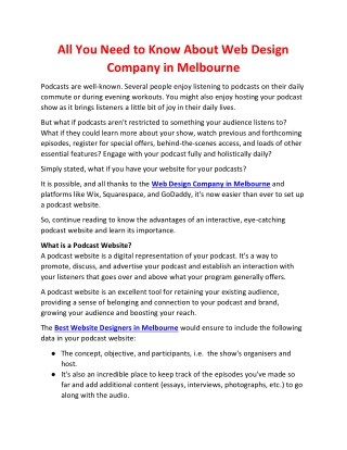All You Need to Know About Web Design Company in Melbourne