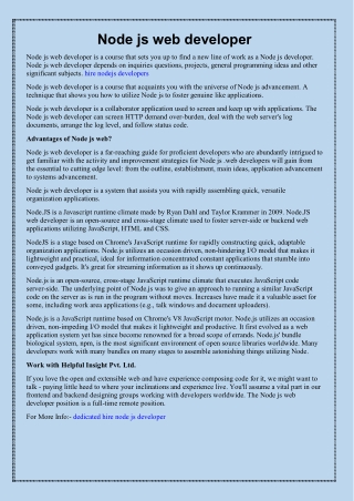 Node js web developer
