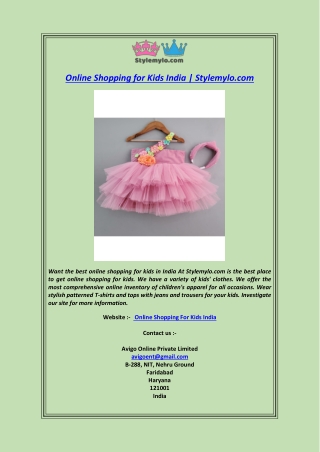 Online Shopping for Kids India  Stylemylo.com