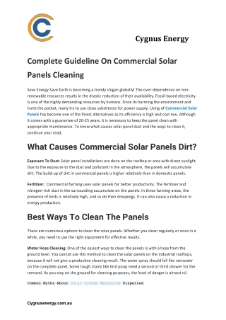 Complete Guideline On Commercial Solar Panels Cleaning