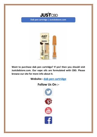 Dab pen cartridge | Justcbdstore.com