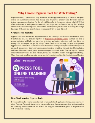 Why Choose Cypress Tool for Web Testing?
