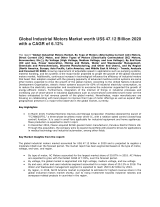 Global Industrial Motors Market worth US