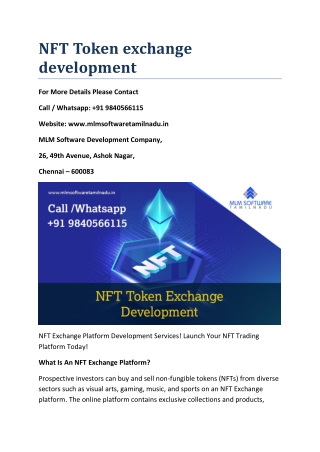 NFT Token Exchange Development