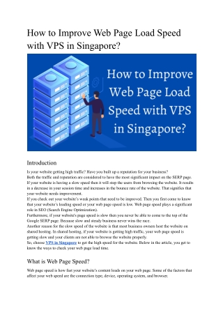 How to Improve Web Page Load Speed with VPS in Singapore_