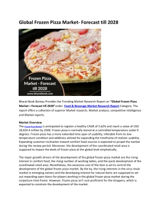 Global Frozen Pizza Market- Forecast till 2028