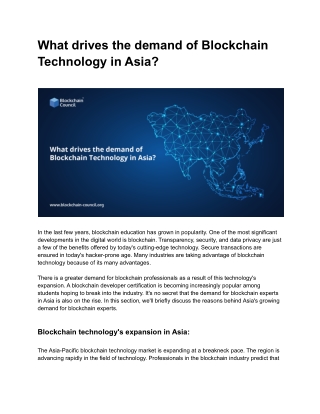 What drives the demand of Blockchain Technology in Asia