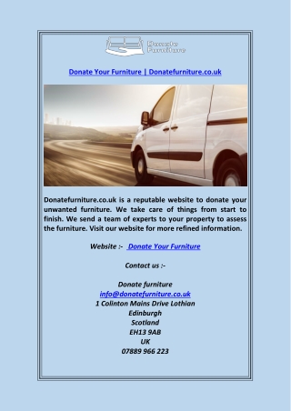Donate Your Furniture  Donatefurniture.co.uk