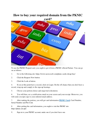 How to buy your required domain from the PKNIC card