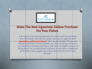 Make The Best Aquarium Online Purchase For Your Fishes