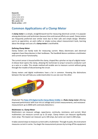 Common Applications of a Clamp Meter
