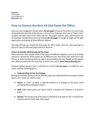 How to Choose the Best A4 Size Paper for Office