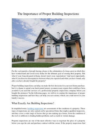 The Importance of Proper Building Inspections