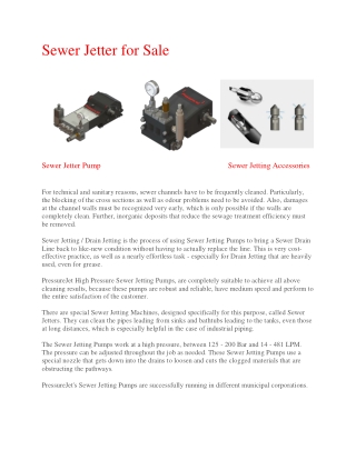 Sewer Jetter for Sale | PressureJet