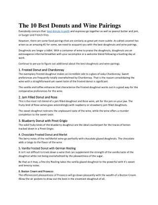 The 10 Best Donuts and Wine Pairings
