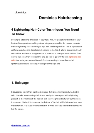 4 Lightening Hair Color Techniques You Need To Know