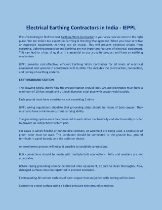 Electrical Earthing Contractors in India