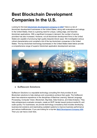 Best Blockchain Development Companies In the U.S.