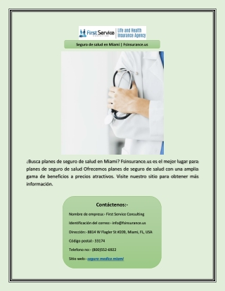 Seguro de salud en Miami | Fsinsurance.us