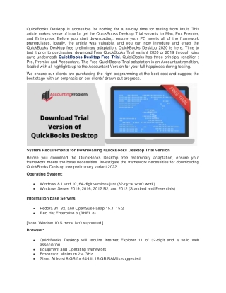 QuickBooks Desktop Free Trial