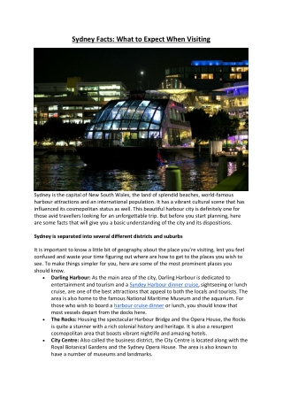 Sydney Facts What to expect when visiting