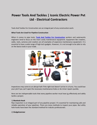 Tools And Tackles For Construction