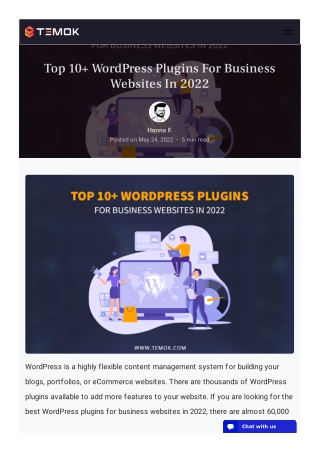 Top 10  WordPress Plugins For Business Websites In 2022