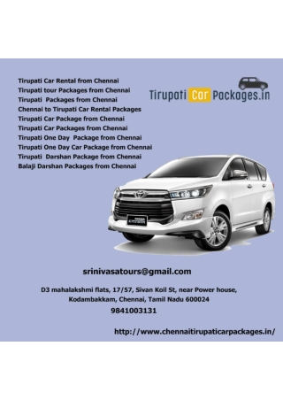 Tirupati Car Package from Chennai