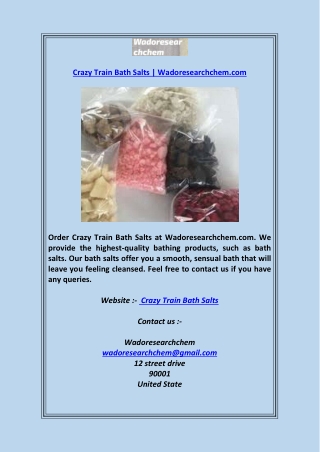 Crazy Train Bath Salts Wadoresearchchem.com