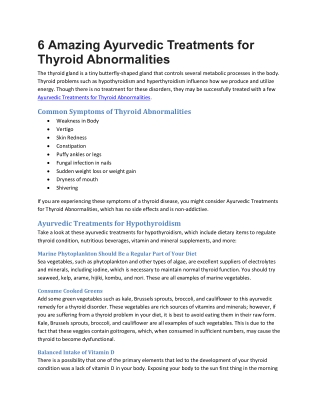 6 Amazing Ayurvedic Treatments for Thyroid Abnormalities