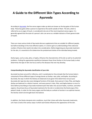 A Guide to the Different Skin Types According to Ayurveda