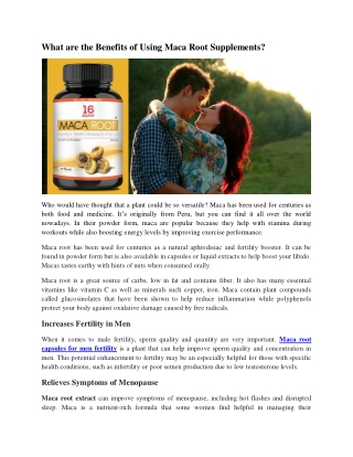 What are the Benefits of Using Maca Root Supplements