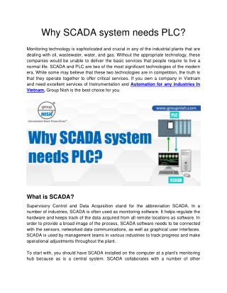 Why SCADA system needs PLC