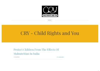 Protect Children From The Effects Of Malnutrition In India