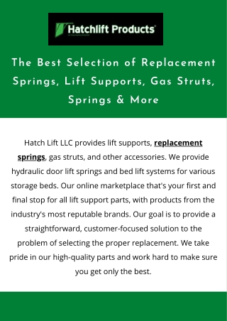 Get The Replacement Springs By Hatchlift LLC