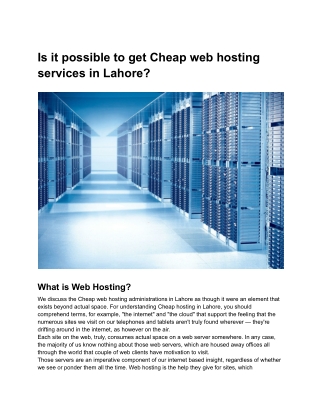 Is it possible to get Cheap web hosting services in Lahore