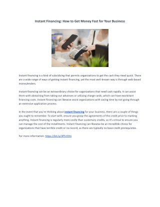 Instant Financing: How to Get Money Fast for Your Business