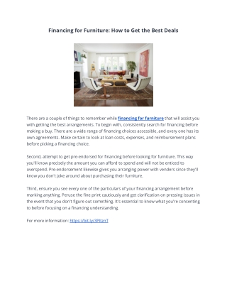 Financing for Furniture: How to Get the Best Deals