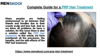Complete Guide for a PRP Hair Treatment