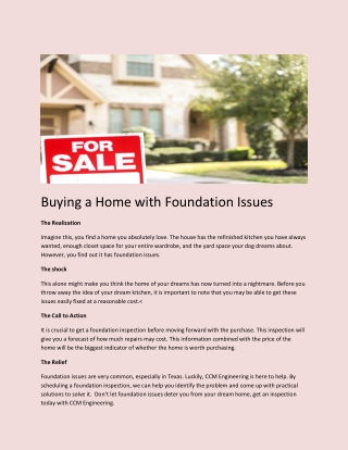 Foundation Repair Inspection Dallas, TX - CCM Engineering