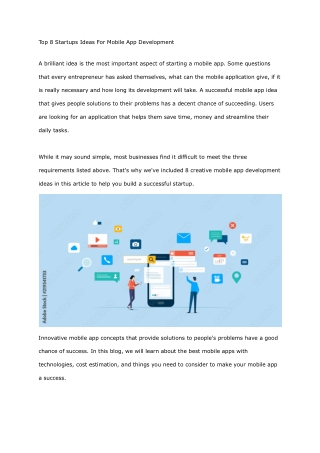 Top 8 Startups Ideas For Mobile App Development - Google Docs