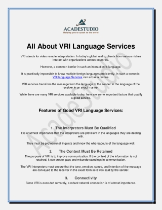 All About VRI Language Services