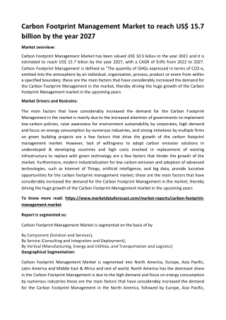 Carbon Footprint Management Market
