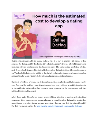 How much is the estimated cost to develop a dating app