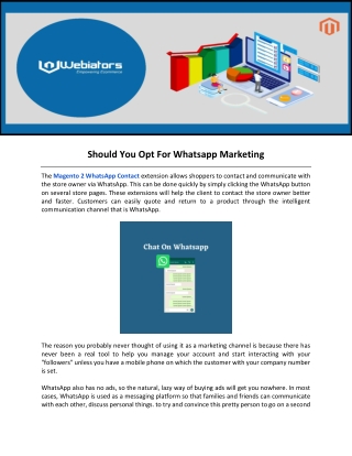 Should You Opt For Whatsapp Marketing