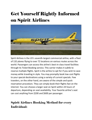 Get Yourself Rightly Informed on Spirit Airlines