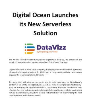 DigitalOcean Launches its New Serverless Solution