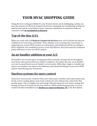 YOUR HVAC SHOPPING GUIDE