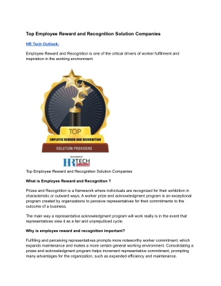 Top Employee Reward and Recognition Solution Companies