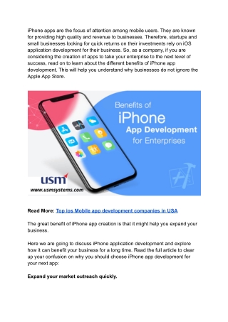 Key Benefits of iPhone App Development Help to Grow Your Business